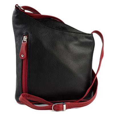 kleine Damenhandtasche schwarz/rot