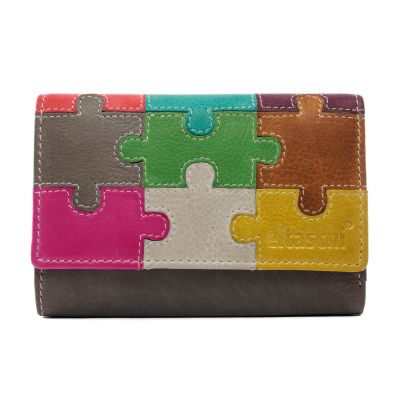 eltaschi Damengeldbörse Puzzle grau/multi